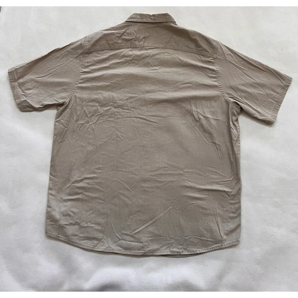 Wrangler Men's Beige Short Sleeve Button Up Work Shirt Size XL